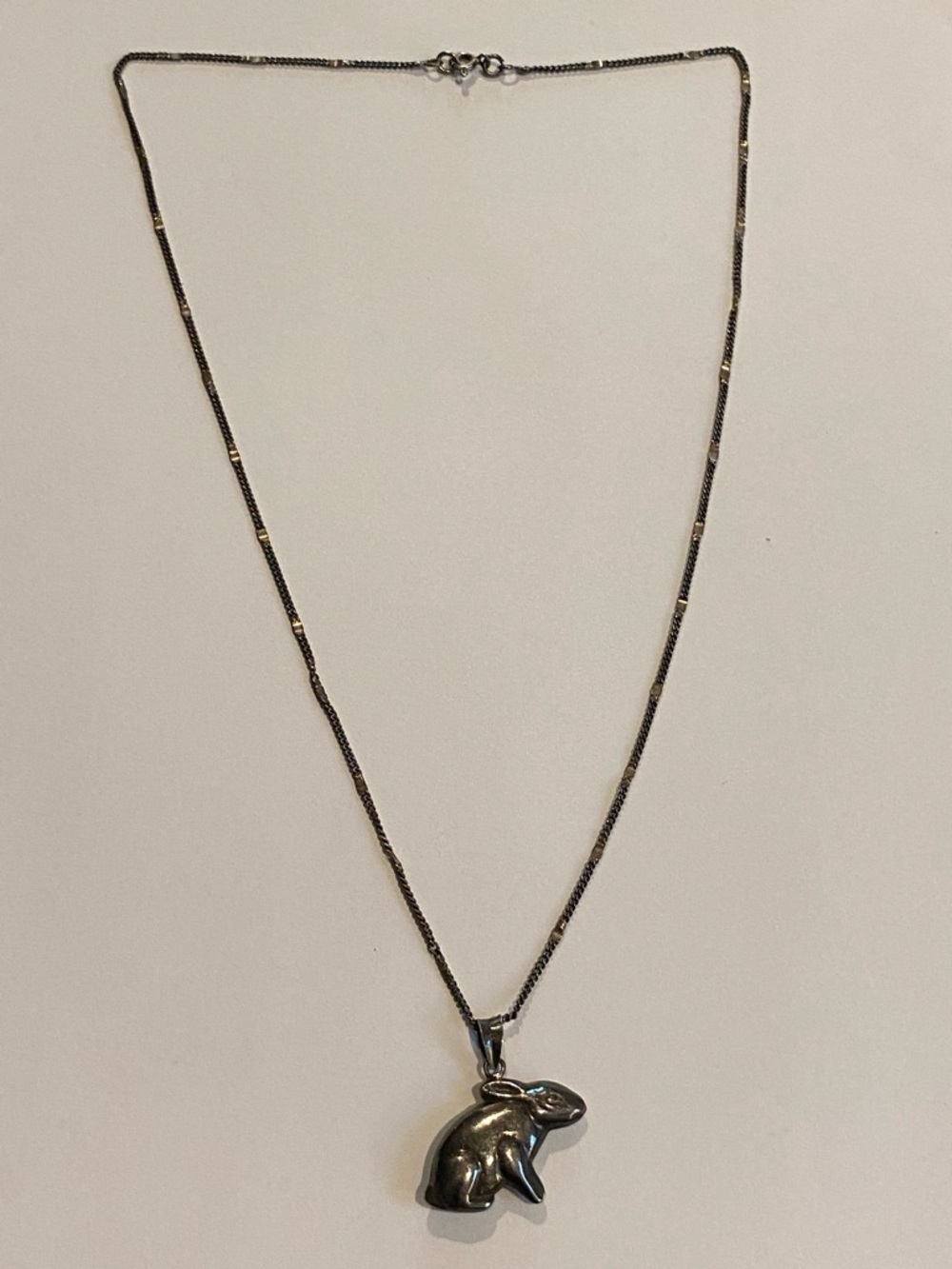 Victorian Sterling Rabbit Pendant Necklace - Picture 4 of 14